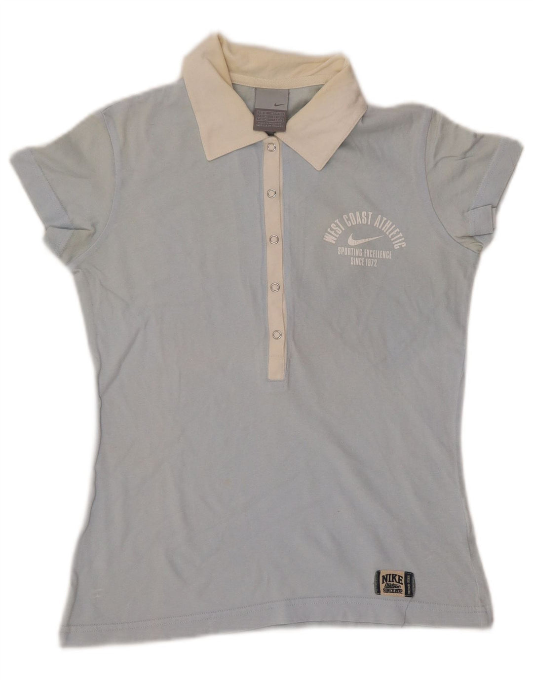 Camisa polo feminina NIKE Reino Unido 10/12 médio azul colorblock