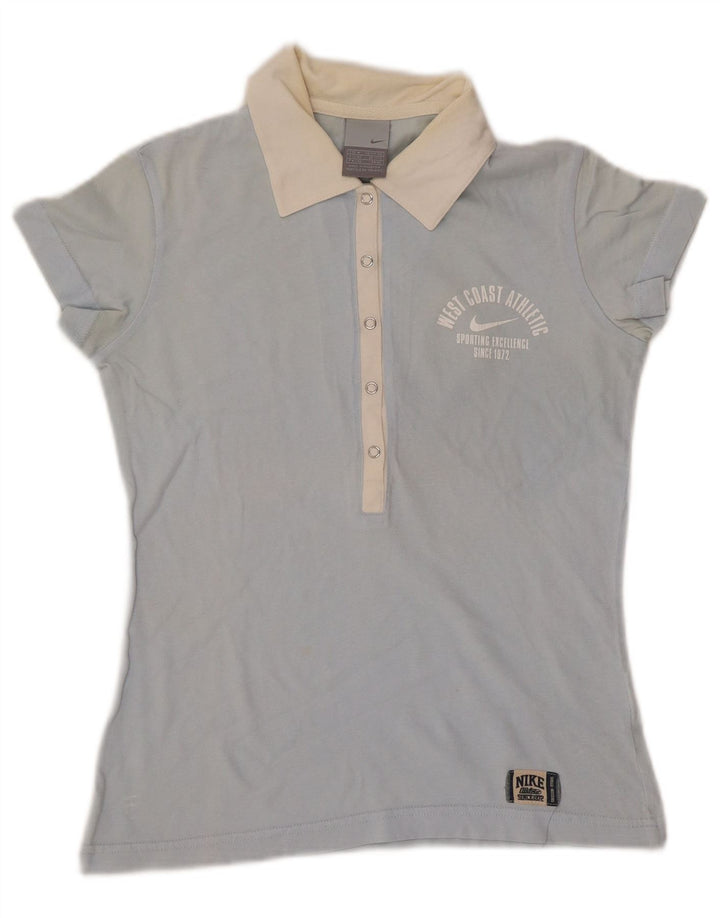 Camisa polo feminina NIKE Reino Unido 10/12 médio azul colorblock