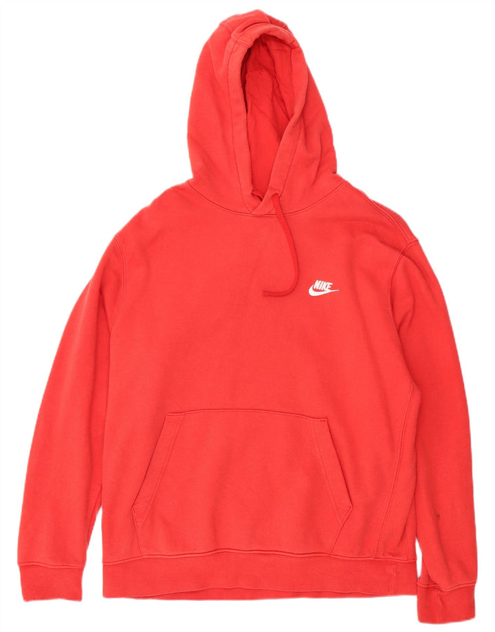 Nike Mens Hoodie Jumper Grande Algodão Vermelho