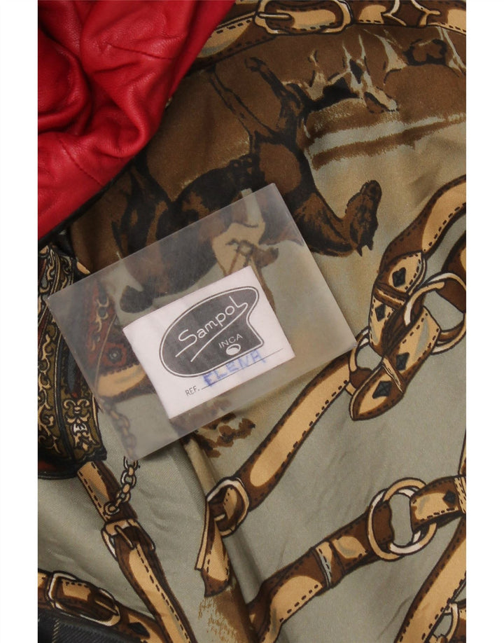 Sobretudo feminino vintage de camurça grande Reino Unido 14 couro vermelho médio