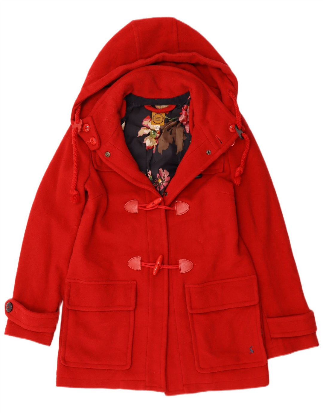 Casaco Duffle Feminino Joules com Capuz Oversized Reino Unido 6 XS Lã Vermelha