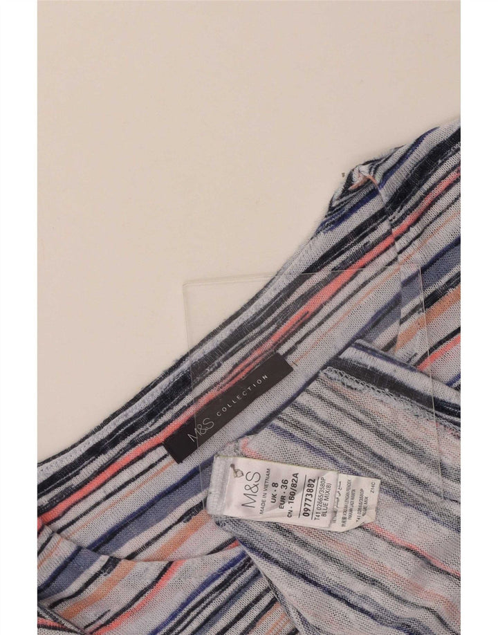 Top feminino Marks & Spencer manga 3/4 UK 8 pequeno listrado multicolorido