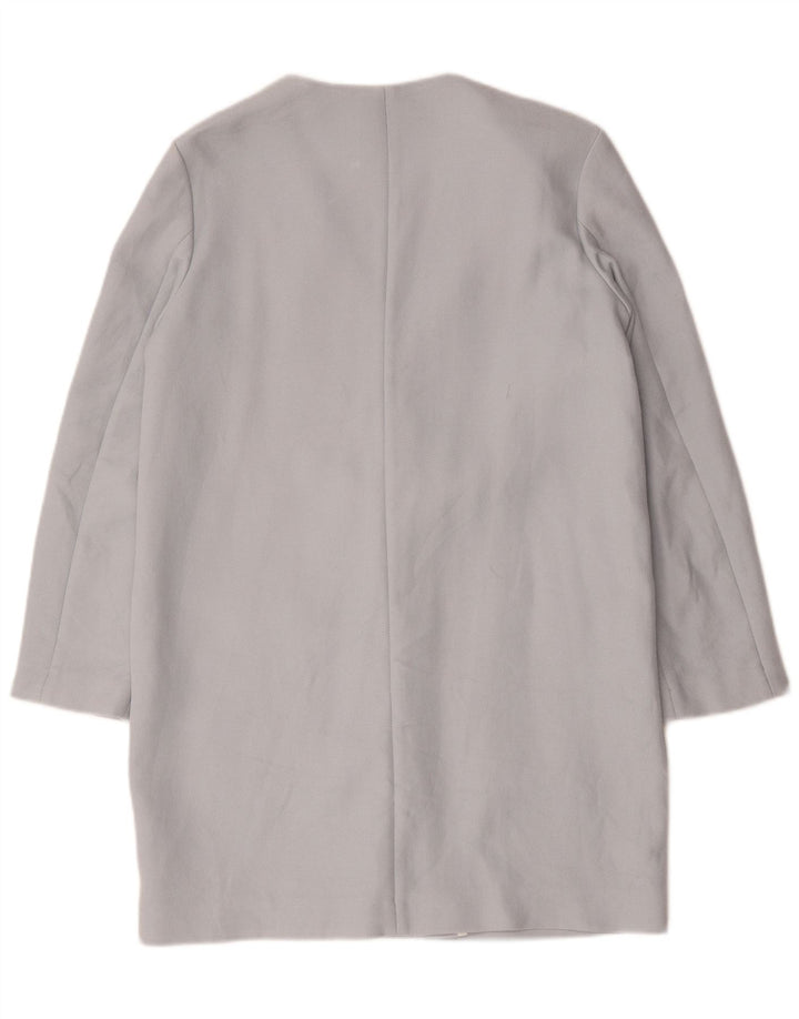 Jaqueta blazer feminina Zara Longline 1 botão Reino Unido 14 algodão azul médio