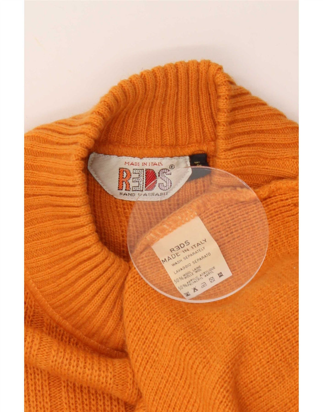 Suéter masculino REDS com gola tartaruga e lã geométrica média laranja
