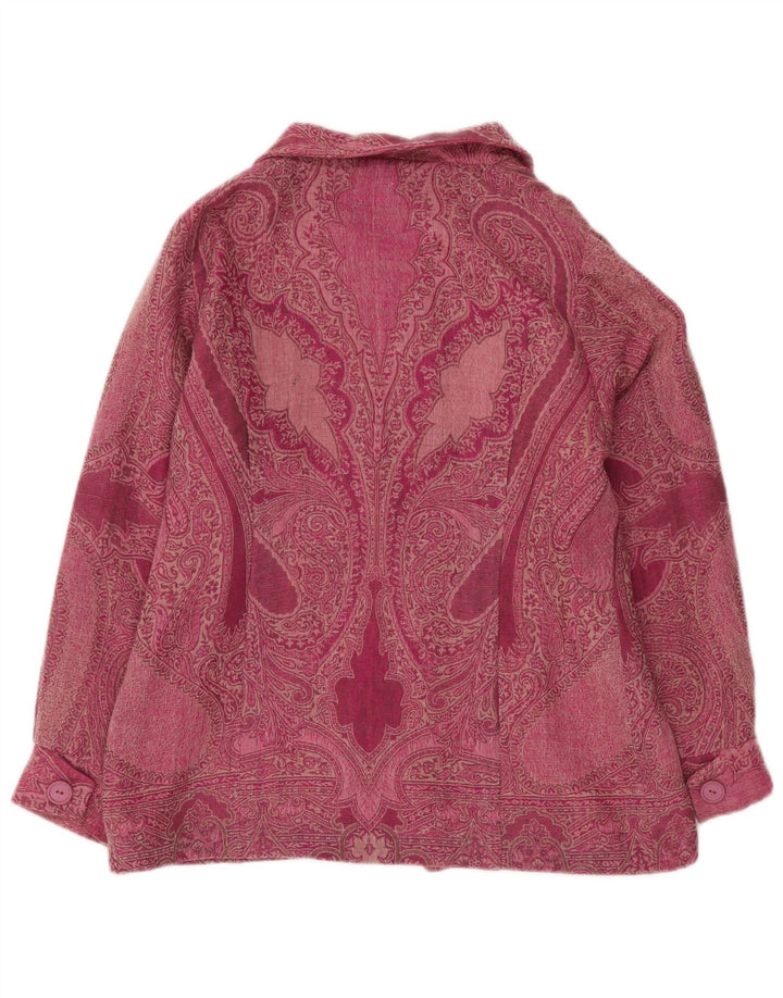 Jaqueta bomber feminina vintage Reino Unido 16 grande rosa Paisley