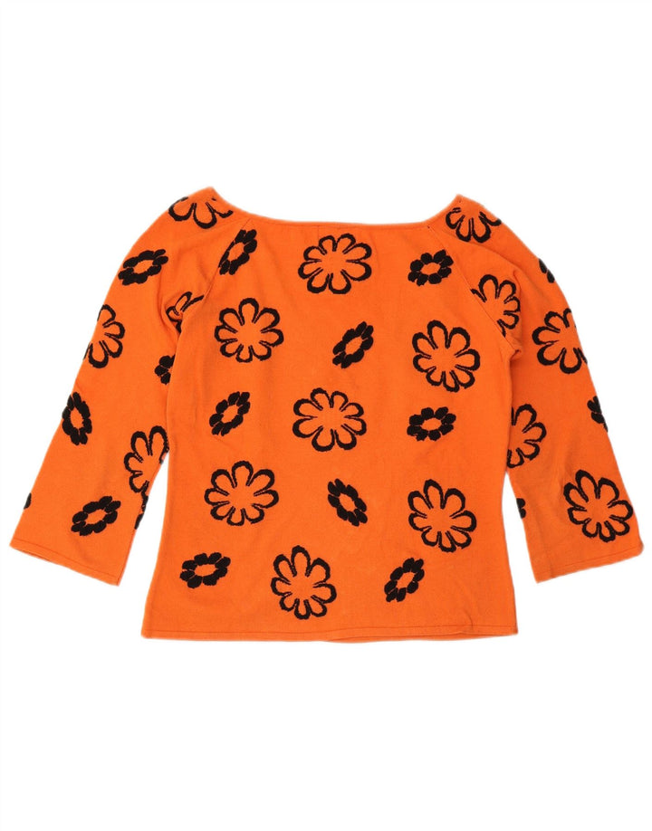 ICEBERG Top feminino oversized manga 3/4 IT 44 viscose floral laranja médio