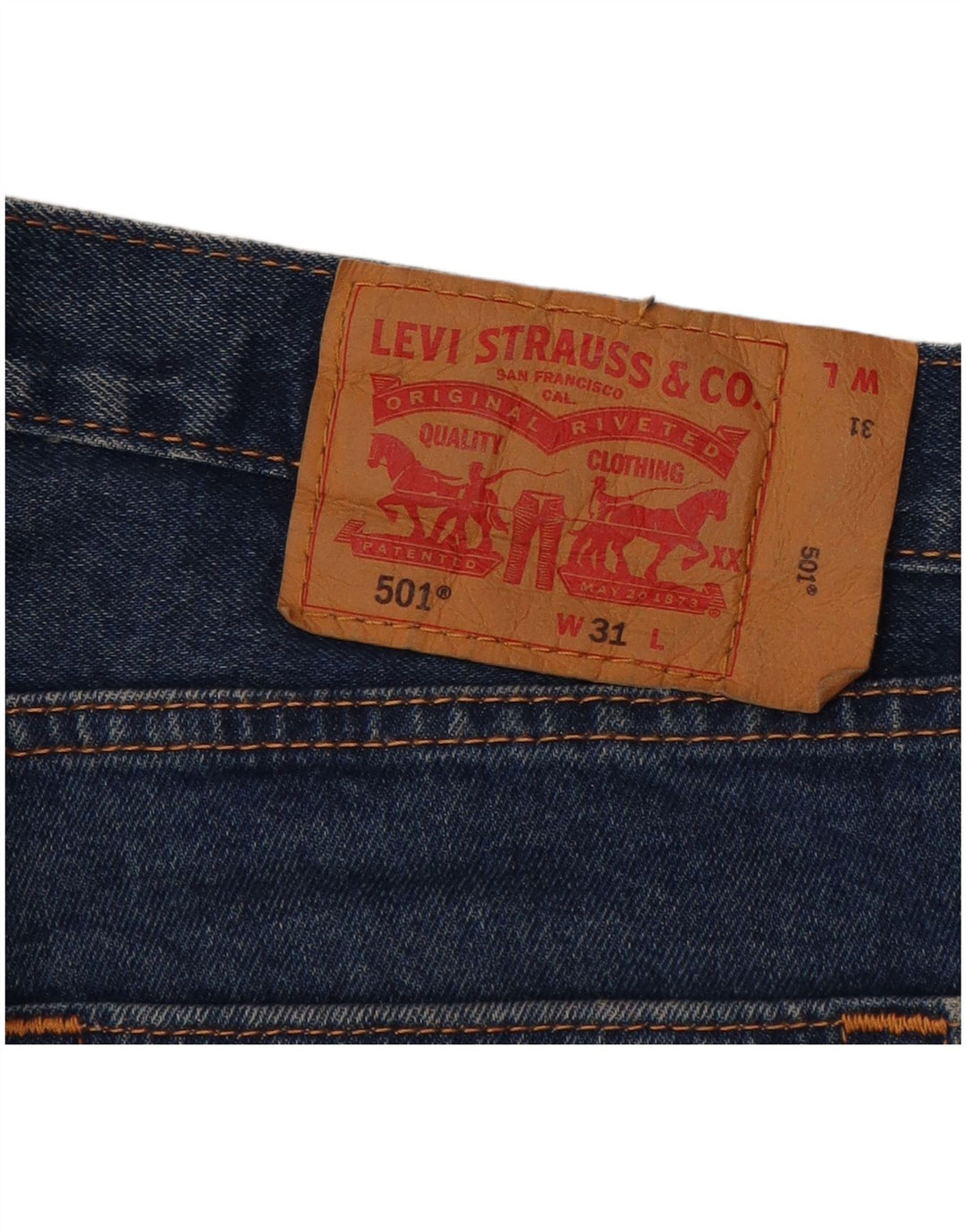 LEVI'S Masculino 501 Shorts Jeans W31 Médio Azul Marinho Algodão
