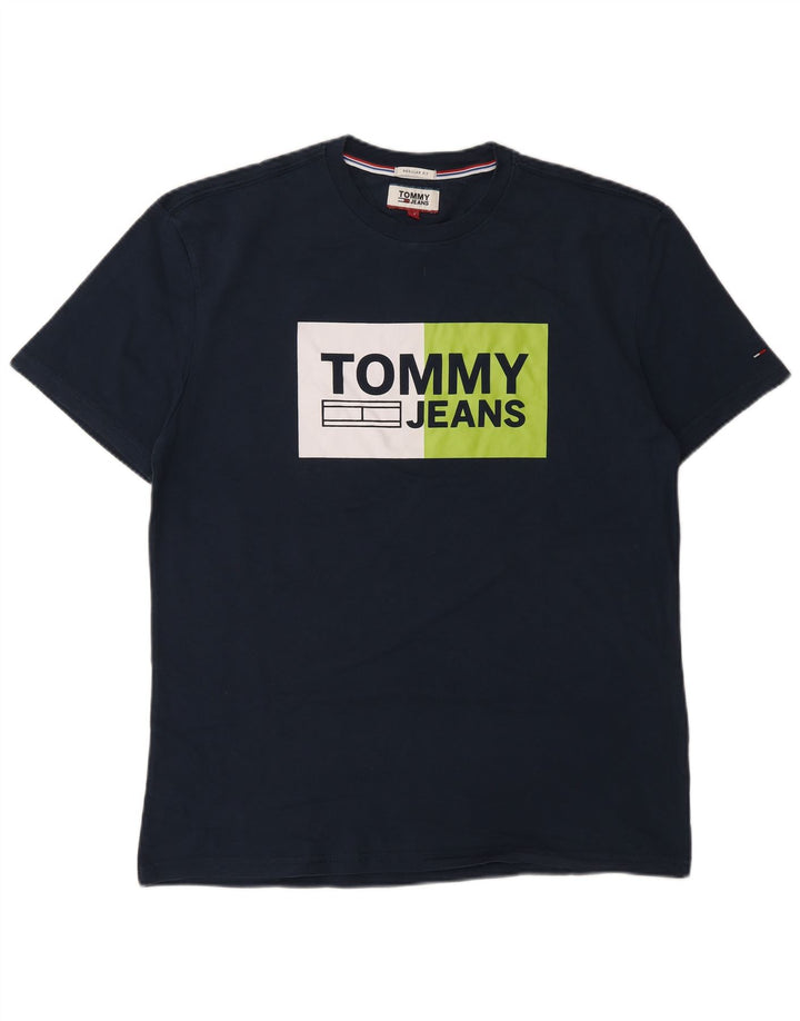 TOMMY HILFIGER Camiseta masculina regular fit gráfica top médio azul marinho