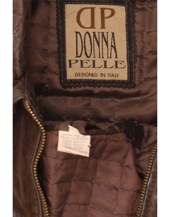 Jaqueta de couro masculina Donna Pelle com ajuste solto IT 46 couro marrom pequeno