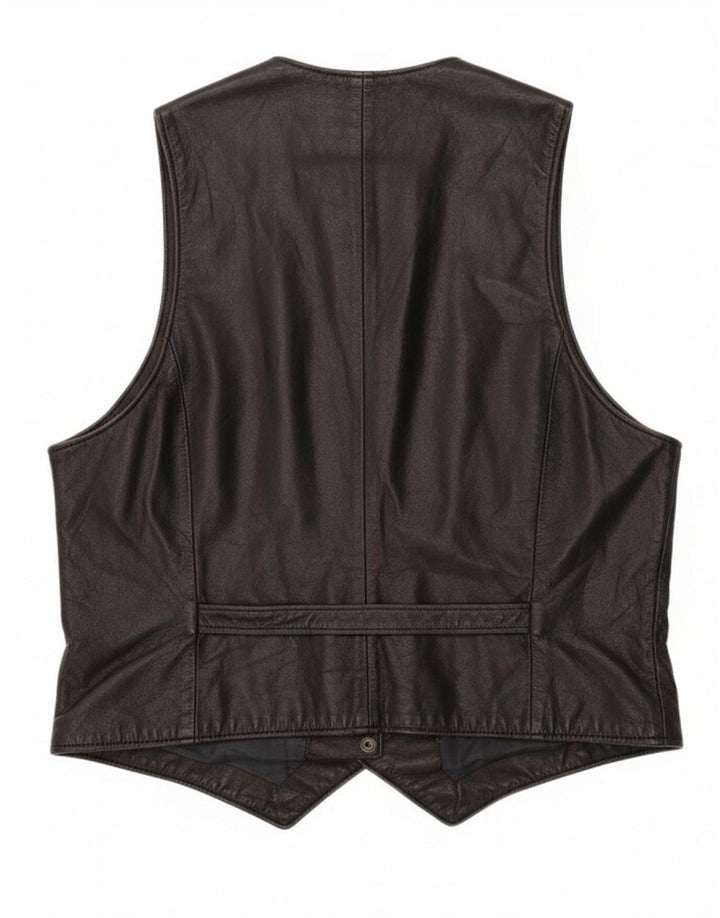 Colete de couro masculino VINTAGE marrom médio
