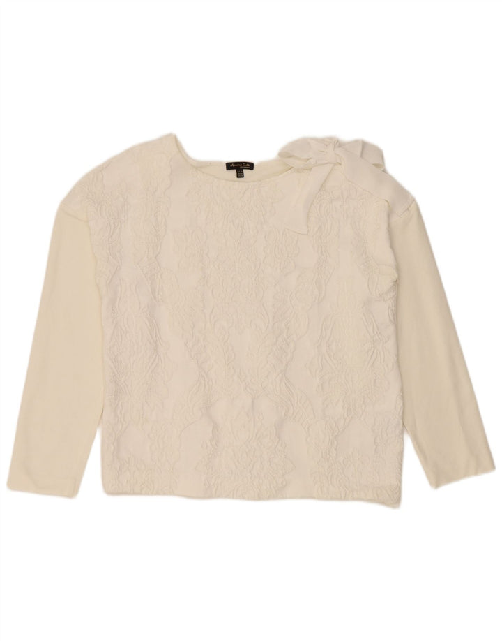 Blusa feminina Massimo Dutti superdimensionada Reino Unido 6 XS branco floral