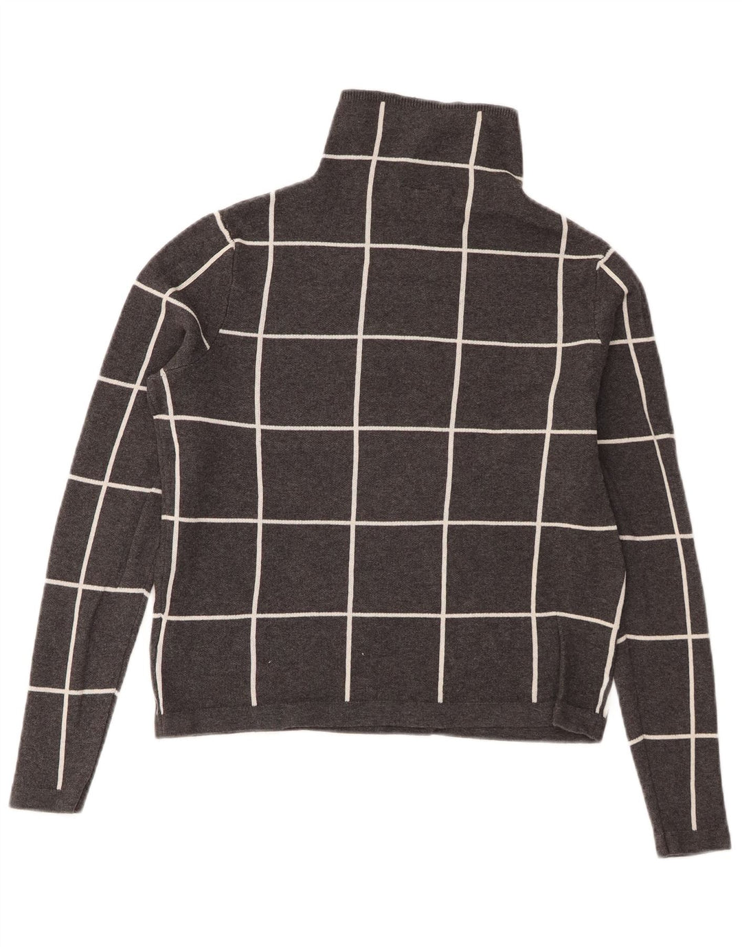 Suéter feminino Warehouse com gola tartaruga e gola redonda UK 8 pequeno xadrez cinza