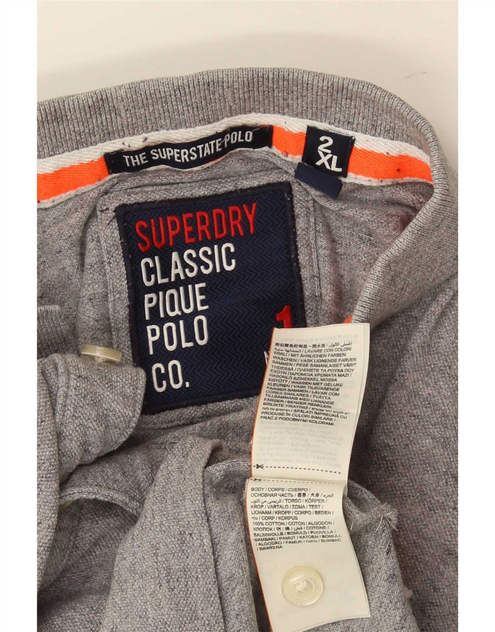 Camisa polo gráfica masculina Superdry 2XL algodão cinza