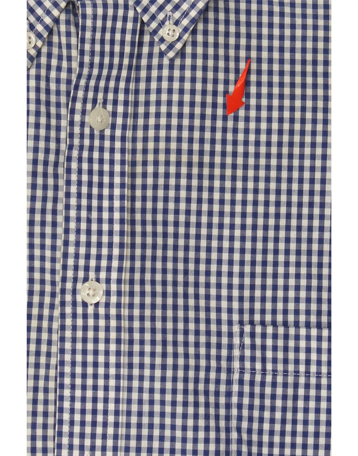 Camisa masculina IZOD de ajuste regular tamanho 18 2XL algodão guingão azul