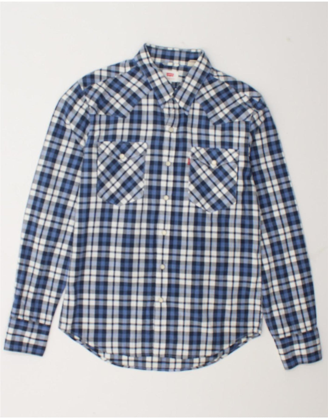 Camisa masculina Levi's pequena xadrez azul algodão