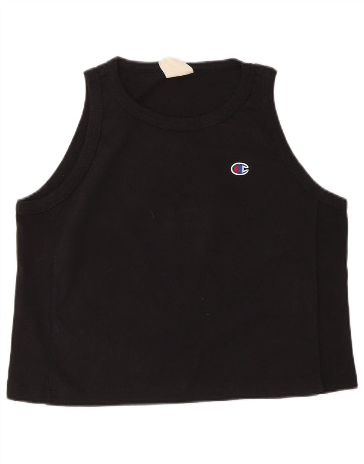 CHAMPION Womens Crop Vest Top UK 10 Small Black Cotton