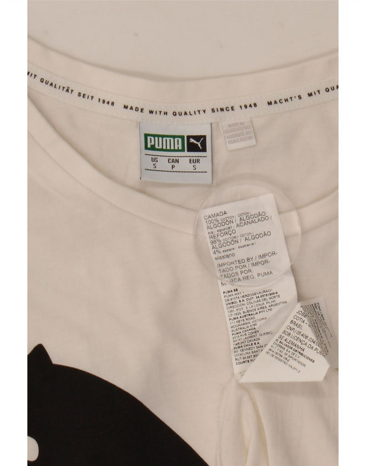 Puma Mens Graphic T-Shirt Top Pequeno Algodão Branco