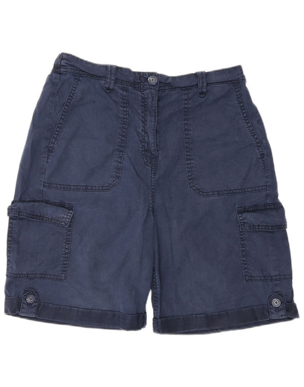 Shorts cargo feminino Marks & Spencer de cintura alta Reino Unido 10 pequeno W26 azul marinho