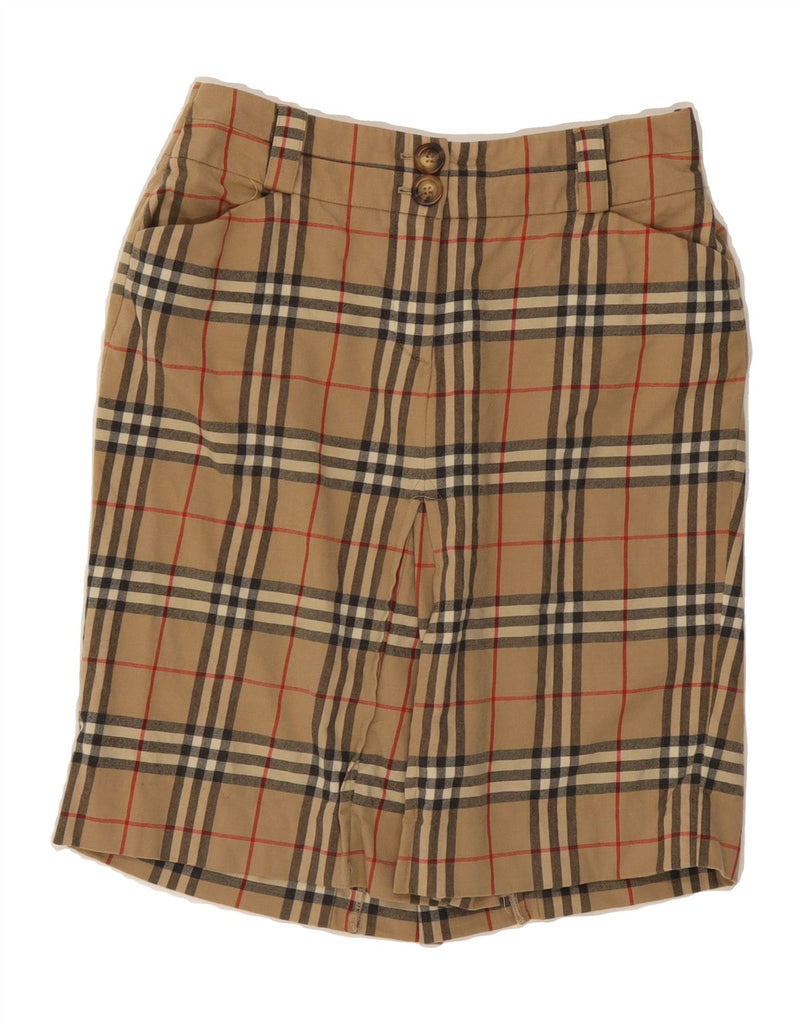 BURBERRY Womens Pencil Skirt UK 10 Small W30 Brown Check Wool Vintage Burberry and Second-Hand Burberry from Messina Hembry 