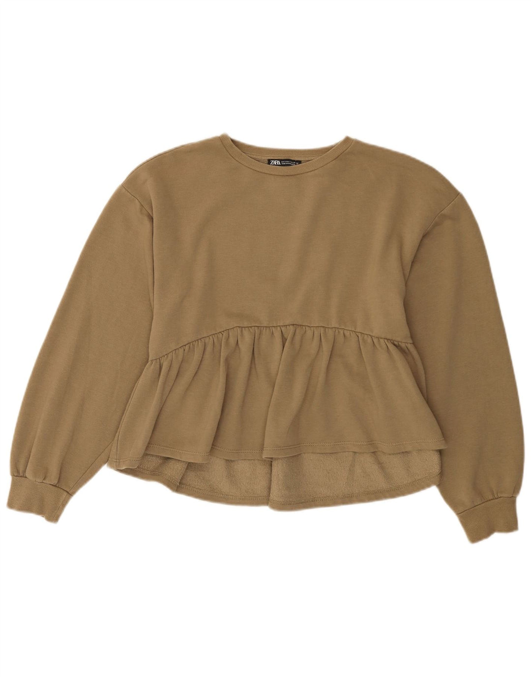 Zara moletom feminino jumper UK 10 pequeno algodão cáqui