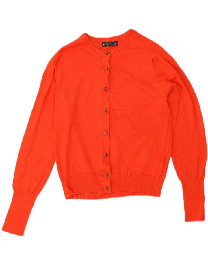 Suéter cardigã feminino Marks & Spencer Reino Unido 12 viscose laranja médio