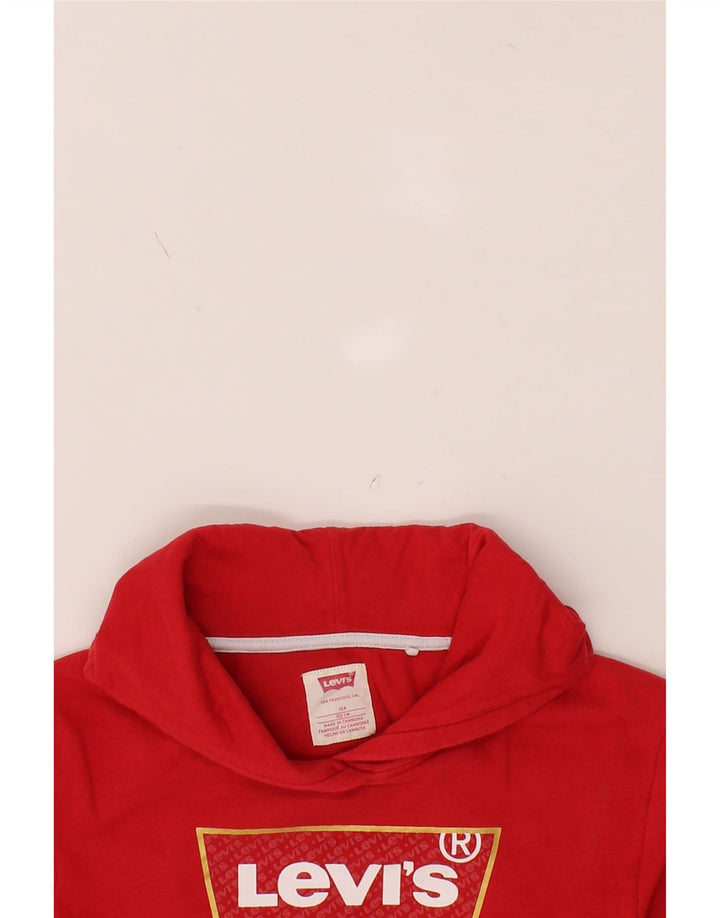 LEVI'S Girls Graphic Hoodie Jumper 11-12 Years Red Cotton Vintage Levi's and Second-Hand Levi's from Messina Hembry 