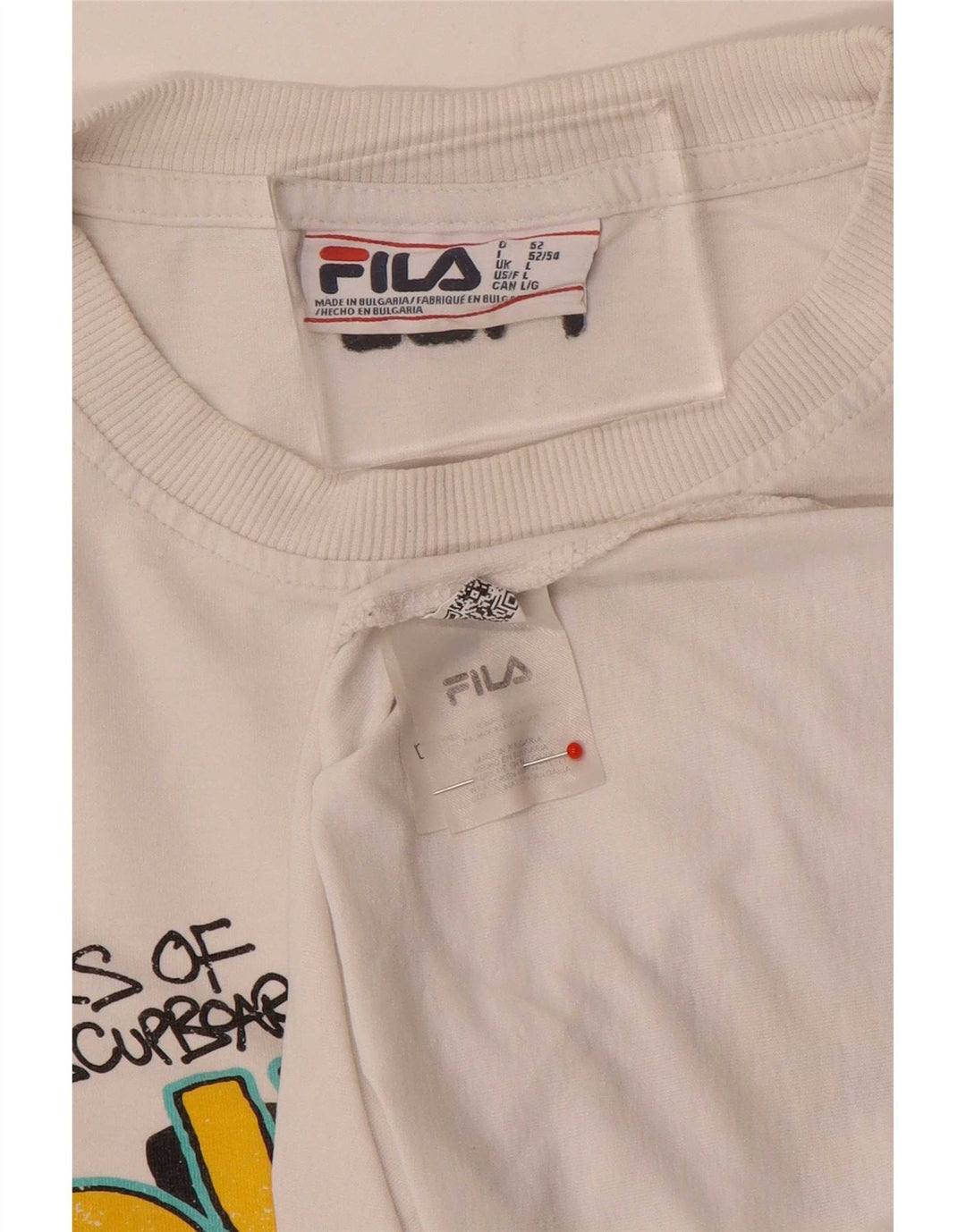 Camiseta Fila Mens Duke Graphic Top Grande Algodão Branco