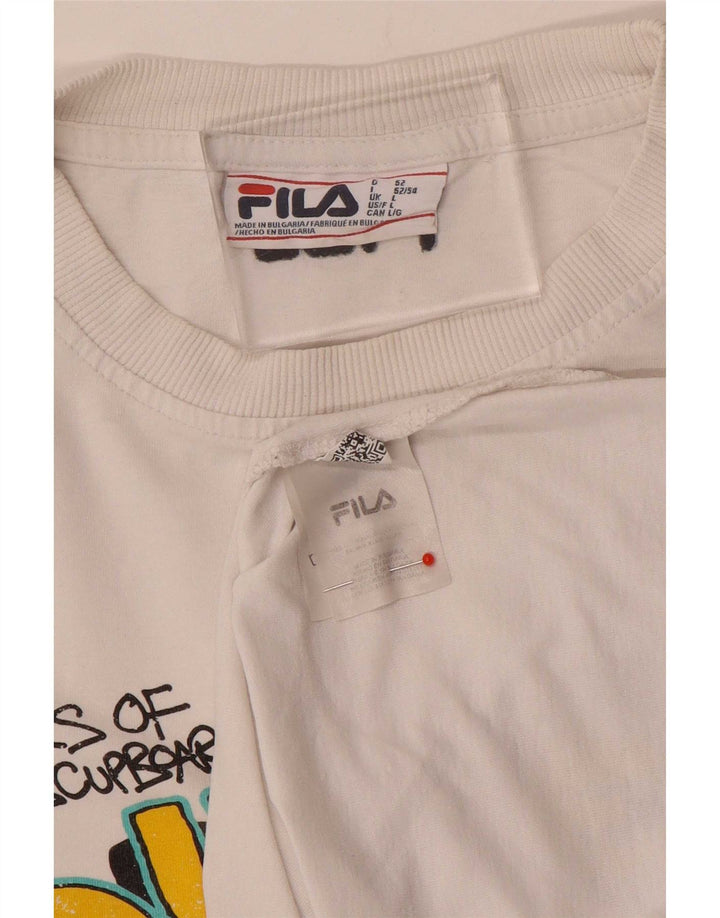 Camiseta Fila Mens Duke Graphic Top Grande Algodão Branco