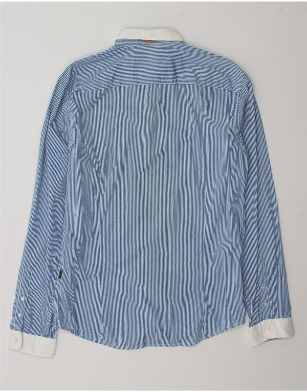 Camisa masculina Slim Fit Hugo Boss grande algodão listrado azul