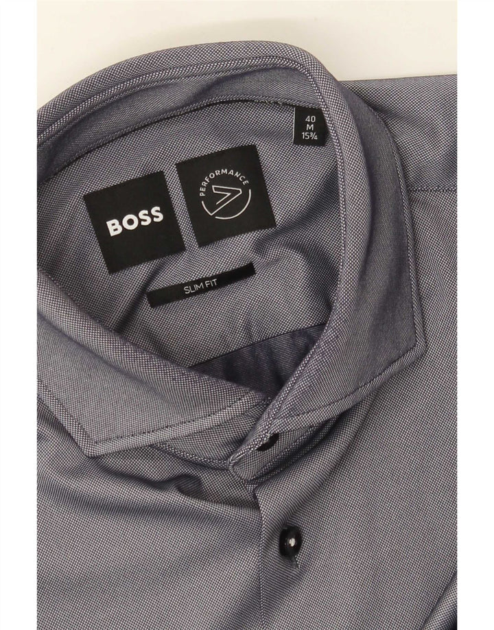 Camisa Slim Fit Masculina Hugo Boss Tamanho 40 15 3/4 Cinza Médio