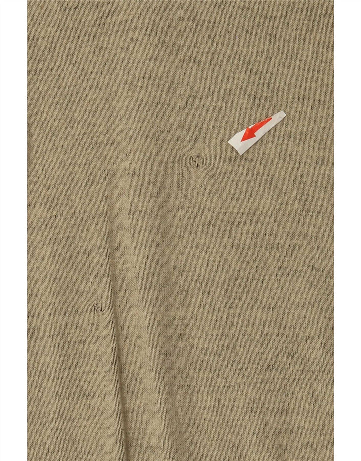 Suéter masculino Calvin Klein com gola e zíper, algodão manchado bege médio