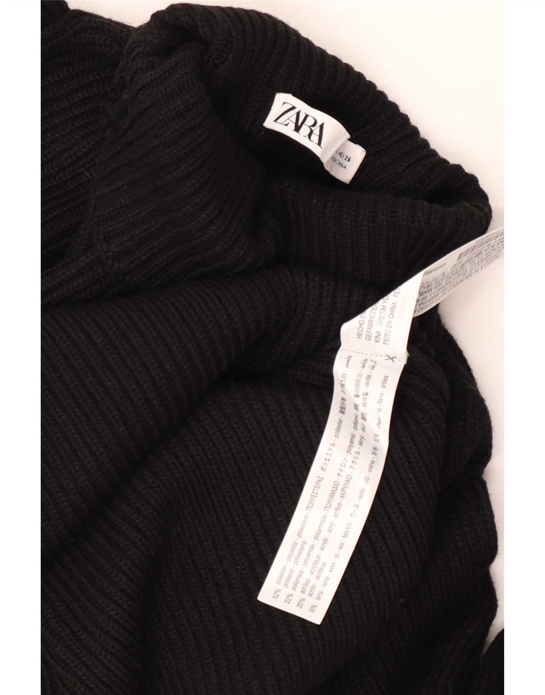 Suéter feminino Zara com gola tartaruga Reino Unido 10 pequeno poliéster preto