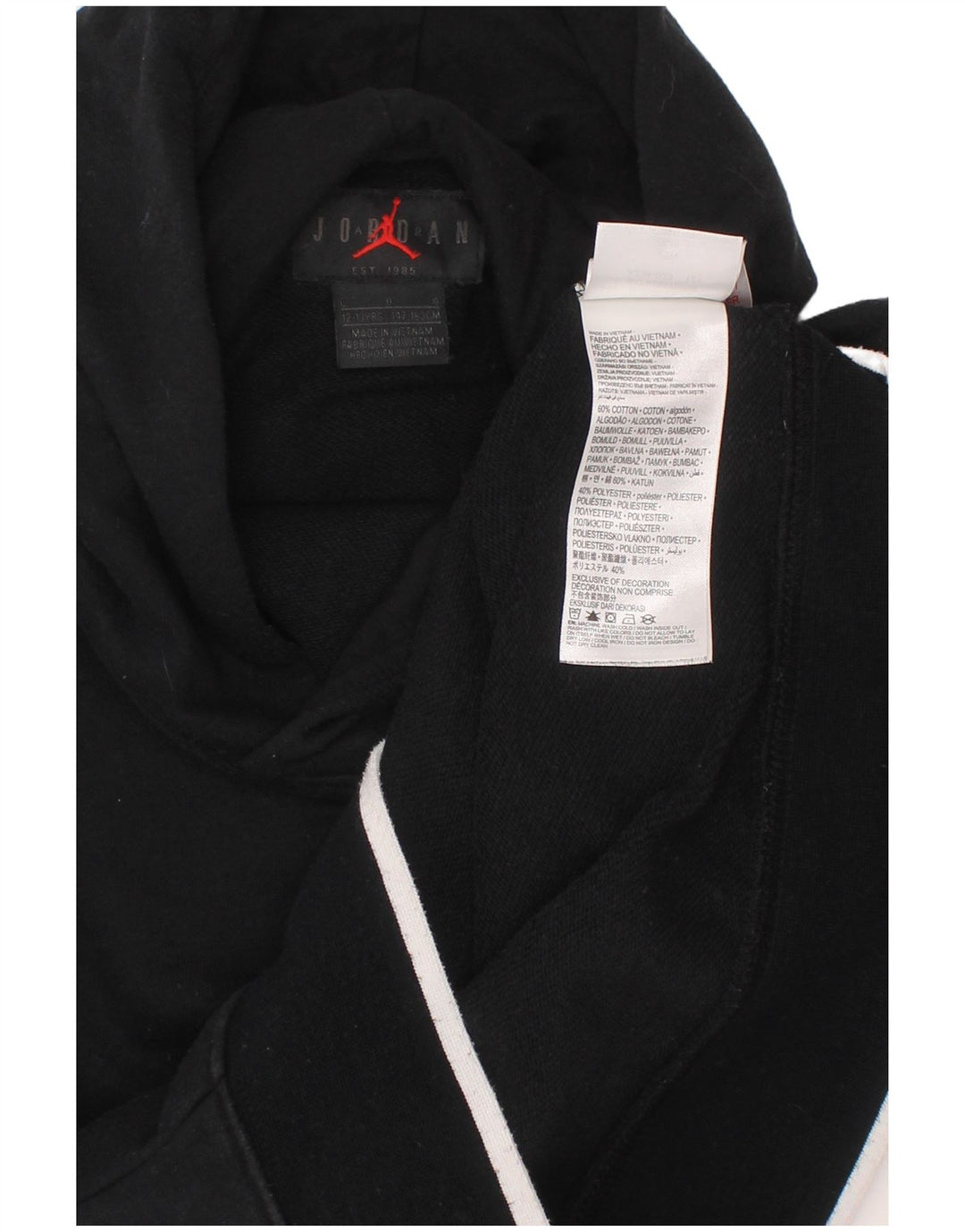 JORDAN Meninos moletom com capuz gráfico 12-13 anos grande algodão preto