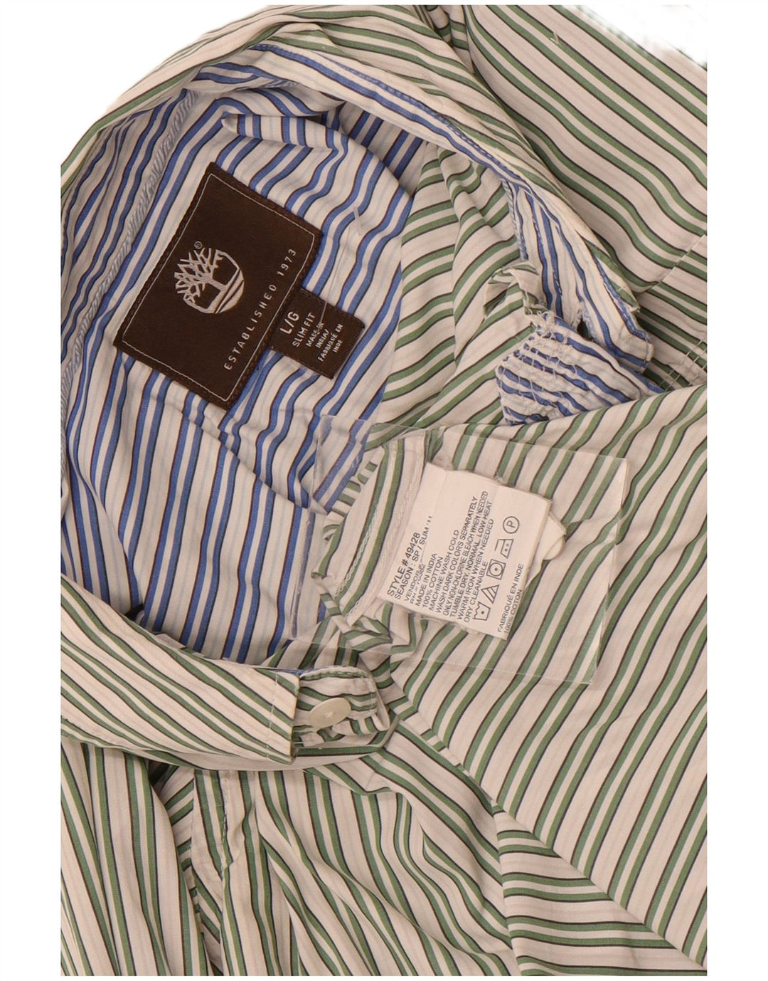 Camisa masculina Timberland Slim Fit grande algodão listrado verde