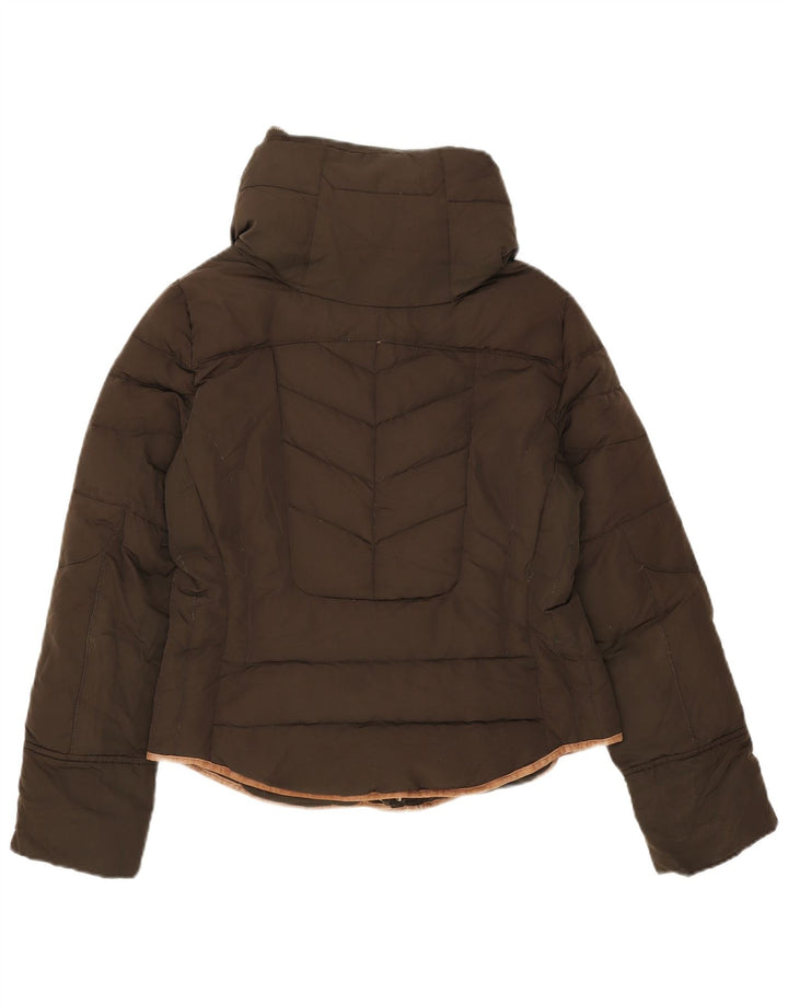 Jaqueta acolchoada com capuz feminina Zara UK 14 médio cáqui