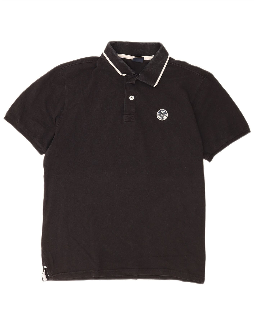 Camisa polo masculina North Sails pequena de algodão preto