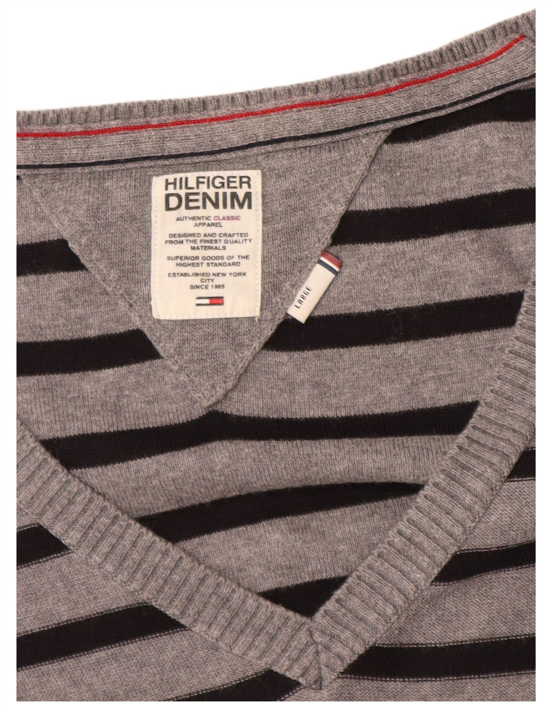 Vestido jumper feminino TOMMY HILFIGER manga 3/4 Reino Unido 14 listrado cinza grande