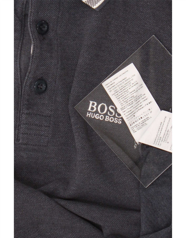 Camisa polo masculina de ajuste regular Hugo Boss, algodão azul marinho médio