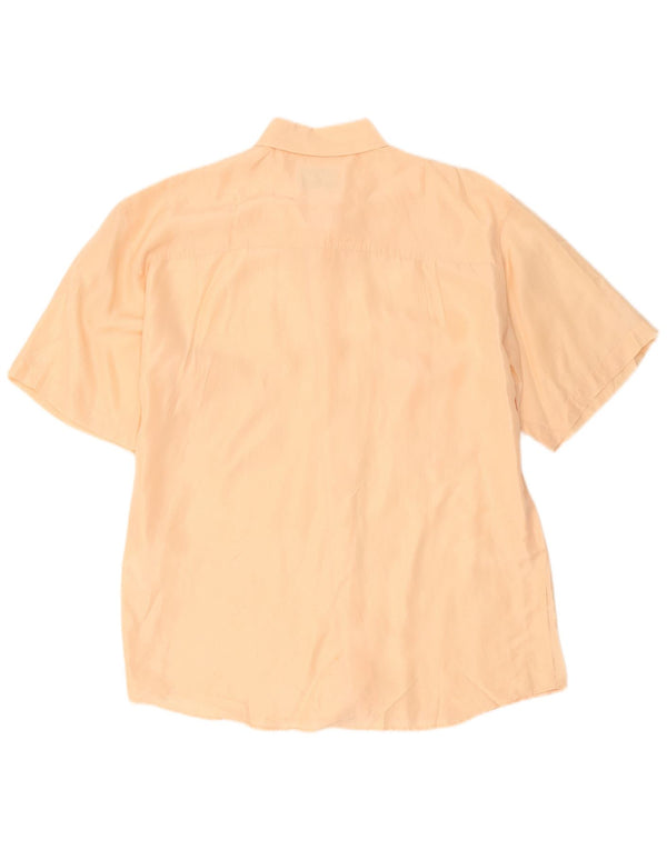 Camisa masculina vintage de manga curta seda laranja média