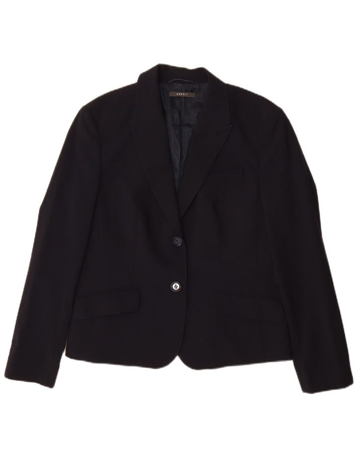 Jaqueta blazer feminina Esprit com 2 botões Reino Unido 16 grande azul marinho poliéster