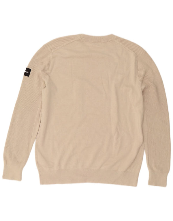 Suéter masculino Calvin Klein com gola redonda XL algodão bege