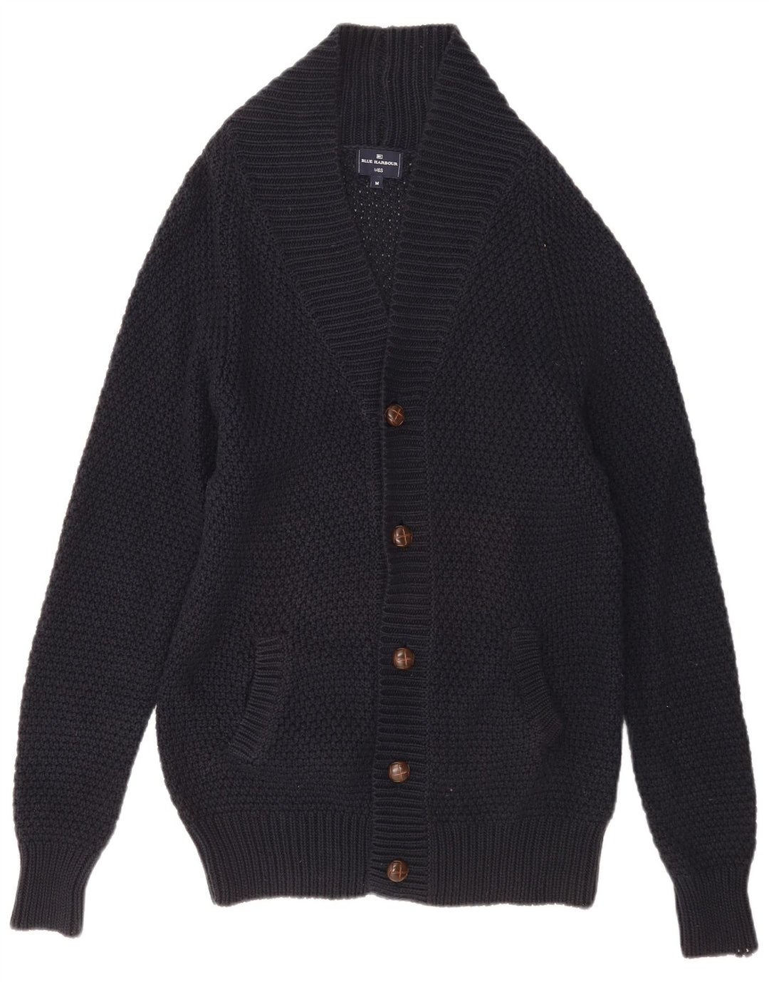 Suéter cardigã masculino MARKS & SPENCER algodão azul marinho médio