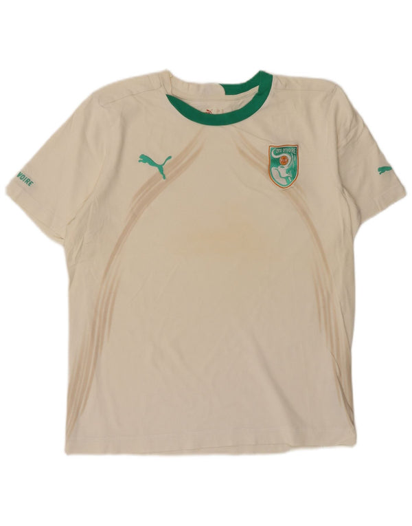 Camiseta masculina Puma Costa do Marfim FIF gráfica top médio off white algodão