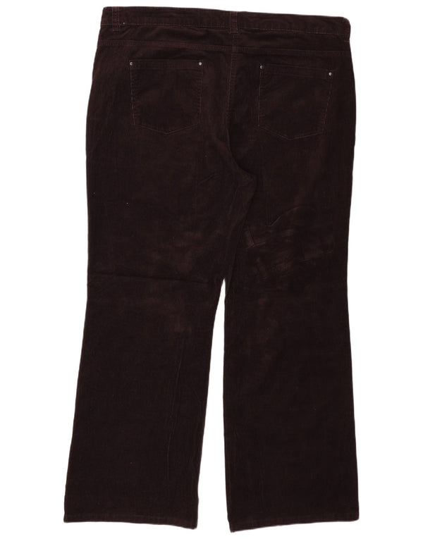 Calça feminina reta de veludo Marks & Spencer UK 22 3XL W42 L31 marrom