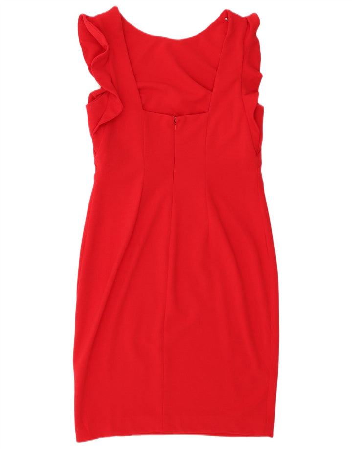 Vestido feminino Calvin Klein sem mangas com bainha UK 10 pequeno poliéster vermelho