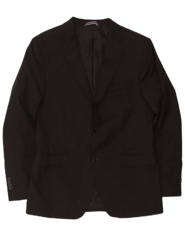 Massimo Dutti Mens 2 Button Blazer Jacket EU 54 XL Black Wool