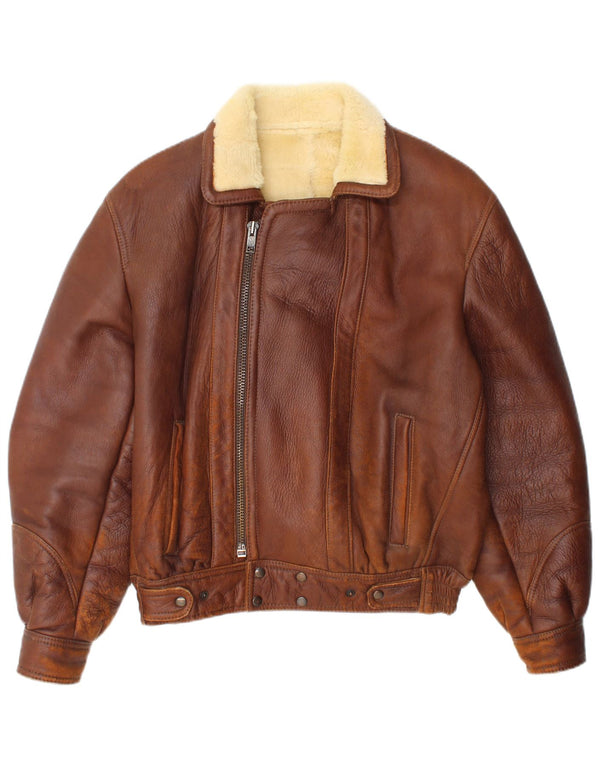Jaqueta masculina vintage Shearling IT 48 marrom médio