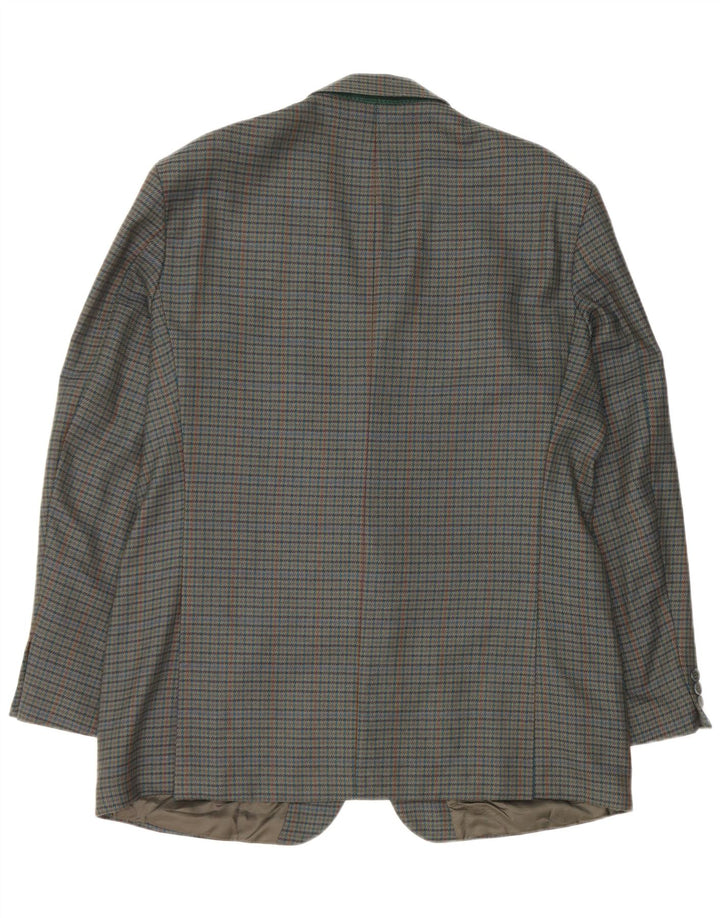 Jaqueta blazer masculina de 2 botões Marks & Spencer UK 44 XL verde Houndstooth