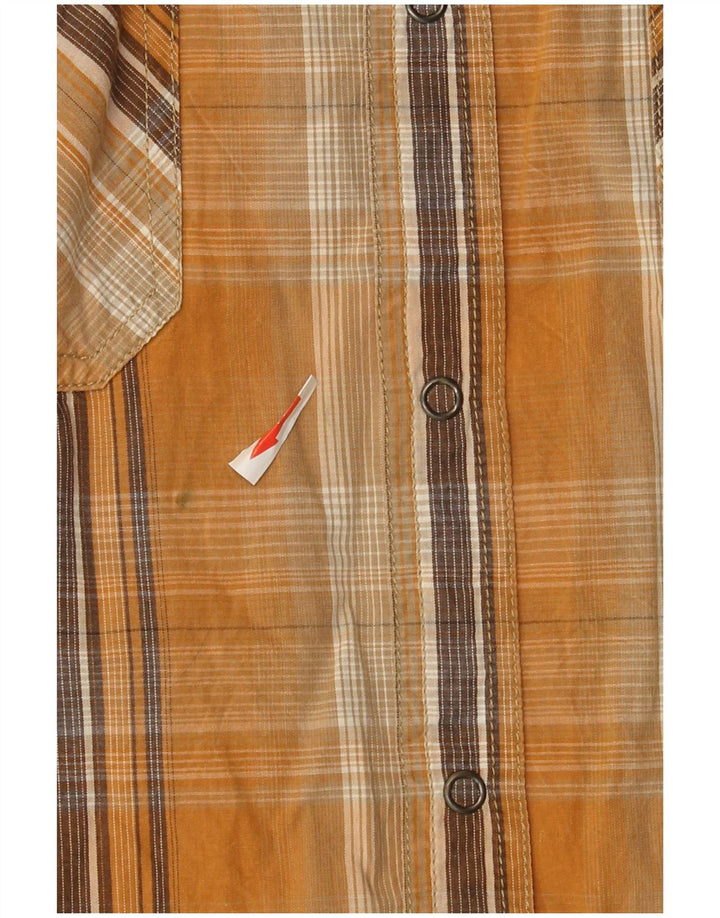 Camisa masculina Prana XL de algodão xadrez amarelo