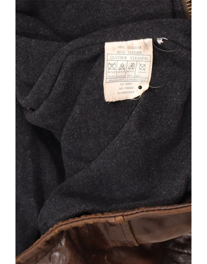Jaqueta de couro masculina vintage IT 54 2XL couro marrom
